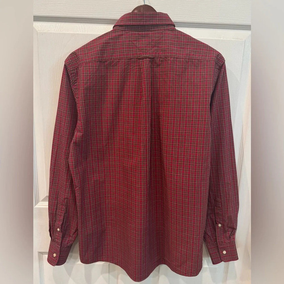 Tommy Hilfiger Mens Large Button Up Long Sleeve SlimFit Red Plaid - Picture 2 of 7